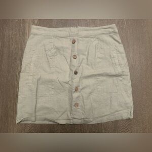 ALTARD STATE OLIVE GREY BUTTON FRONT LINEN BLEND MINI SKIRT- Size Medium SKU:565